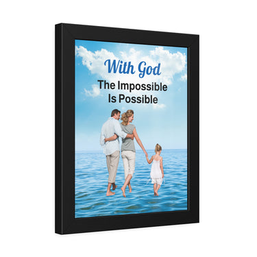 Wood Framed Poster with Shatter-Proof Plexiglass, Walk on Water Family